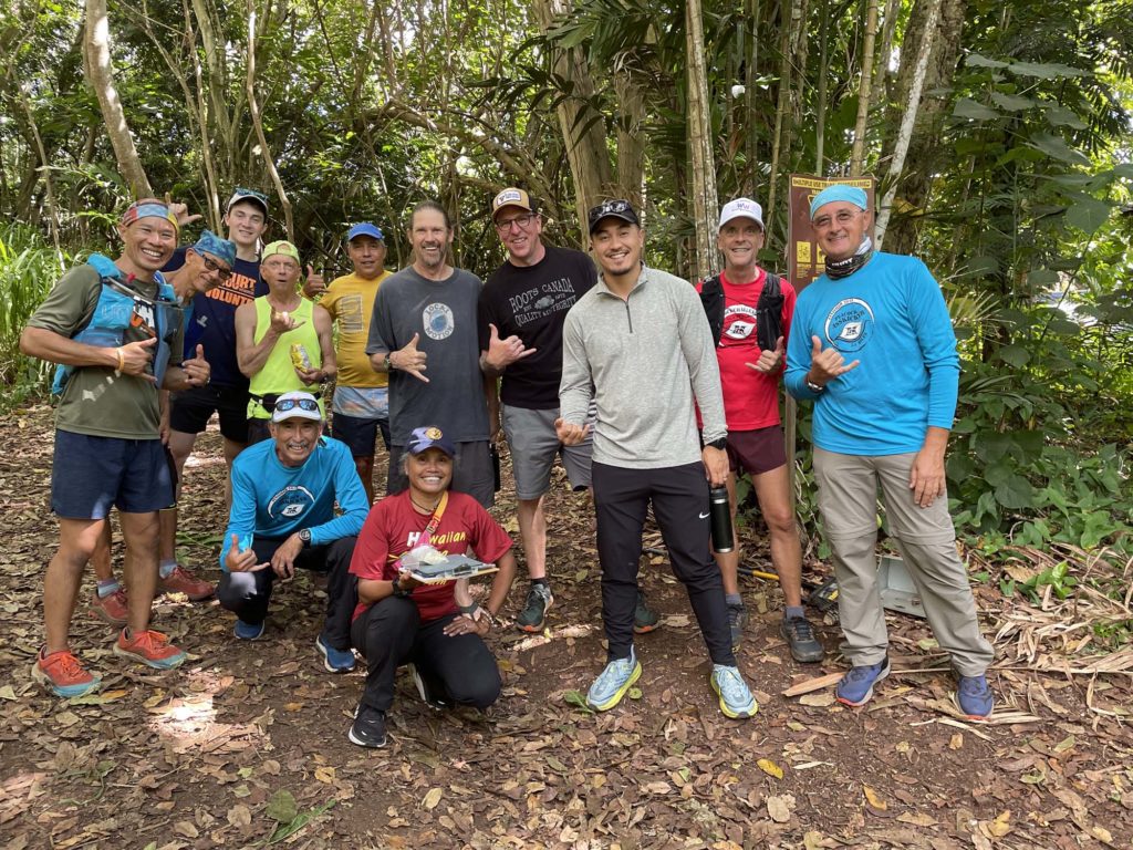 Volunteers at the Waimanalo Aid Station for HURT Maunawili Out and Back trail race on August 12, 2023.