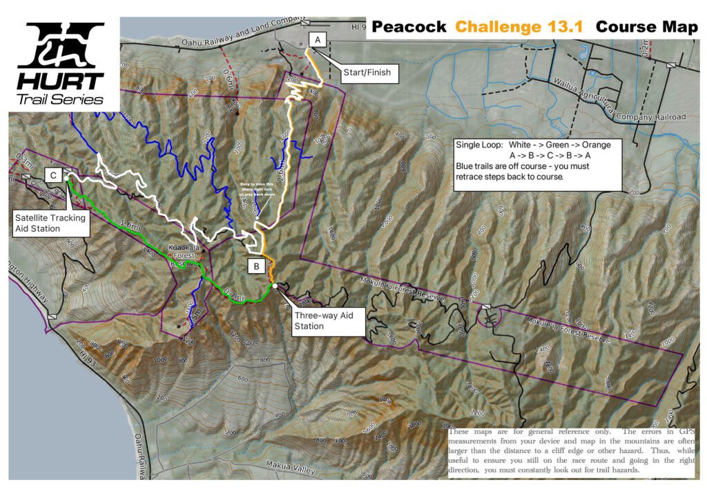 Peacock Challenge Half Marathon Course Map